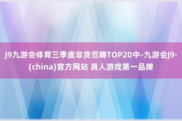 J9九游会体育三季度非货范畴TOP20中-九游会J9·(china)官方网站 真人游戏第一品牌