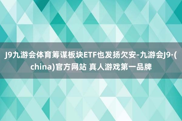 J9九游会体育筹谋板块ETF也发扬欠安-九游会J9·(china)官方网站 真人游戏第一品牌